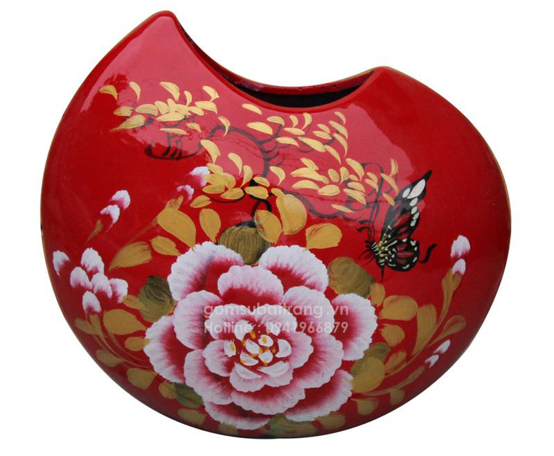 Bình hoa mẫu đơn đẹp gốm sứ Bát Tràng 1