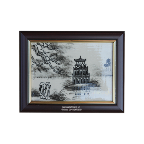 Tranh sứ treo tường vẽ tháp Rùa- Hồ Gươm